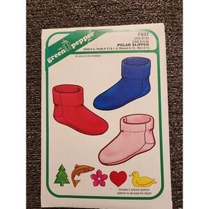 The Green Pepper Polar Slipper Sewing Pattern F837  Child/Youth/Women/Men